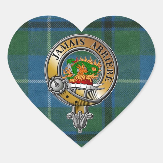 Douglas Tartan & Badge Heart Sticker (Front)