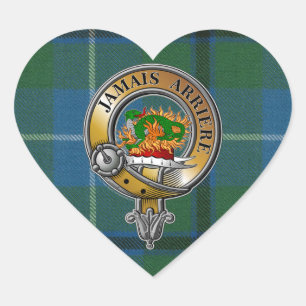 Douglas Tartan & Badge Heart Sticker