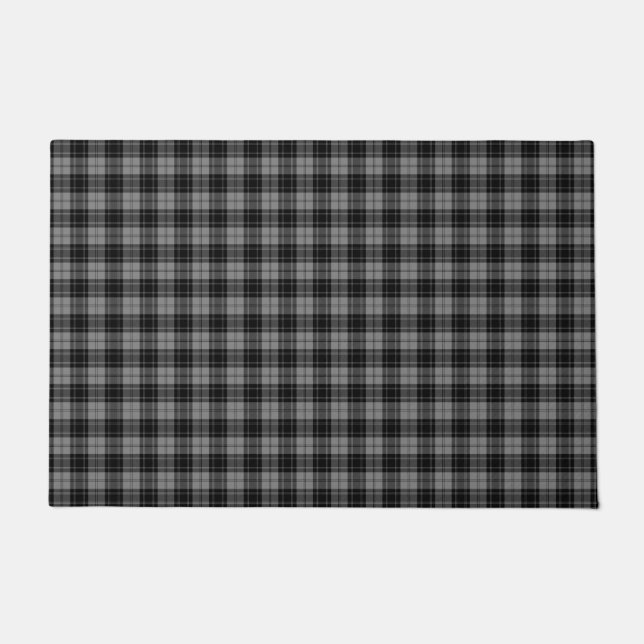Douglas tartan black grey plaid doormat (Front)
