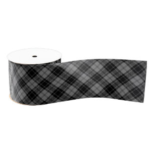 Douglas tartan black grey plaid grosgrain ribbon