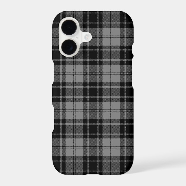 Douglas tartan black grey plaid iPhone case (Back)