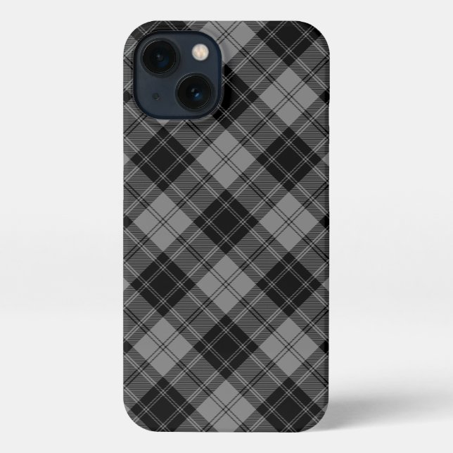Douglas tartan black grey plaid iPhone case (Back)