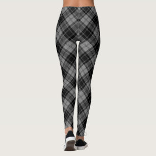 Douglas tartan black grey plaid leggings