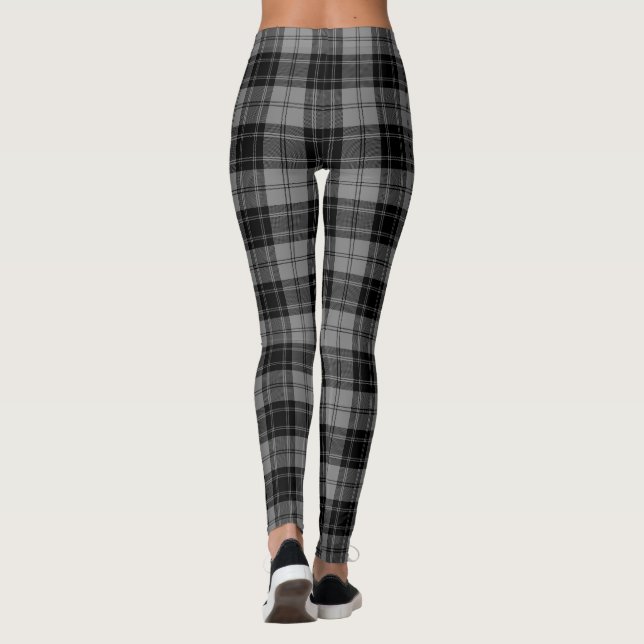Douglas tartan black grey plaid leggings (Back)