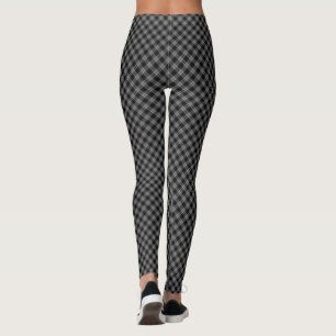 Douglas tartan black grey plaid leggings