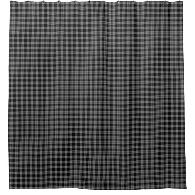 Douglas tartan black grey plaid shower curtain (Front)