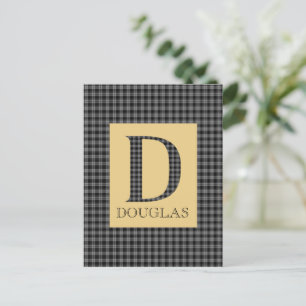 Douglas Tartan Monogram D Postcard