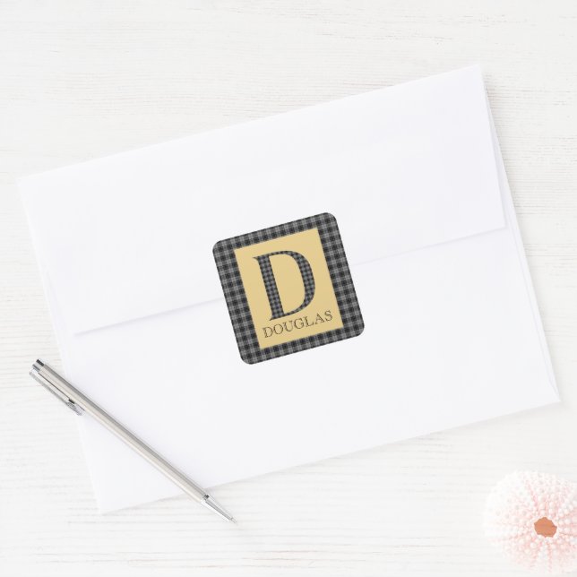 Douglas Tartan Monogram D  Square Sticker (Envelope)