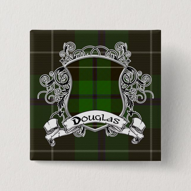Douglas Tartan Shield 15 Cm Square Badge (Front)