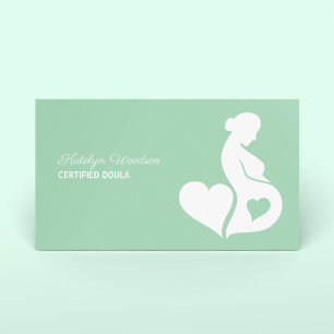Doula Beautiful Pregnancy Silhouette Mint Green Business Card