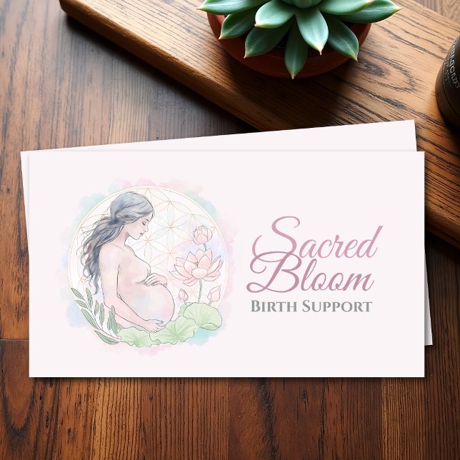 Doula - Birth Coach - Flower of life - lotus Business Card (Creator Uploaded)