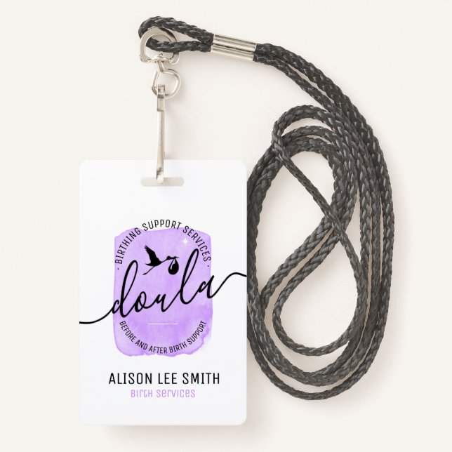 Doula Birth Coach ID Badge (Front with Lanyard)