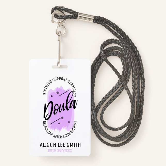 Doula Birth Coach ID Badge (Front with Lanyard)