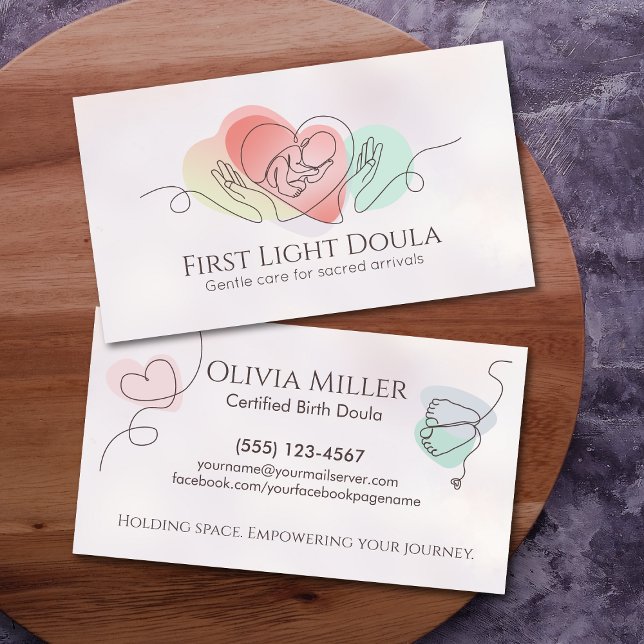 Doula - Birth Coach - Midwife - Line Art Business Card (Creator Uploaded)