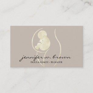Doula Birth Coach Pregnant Gold Baby Newborn Business Card