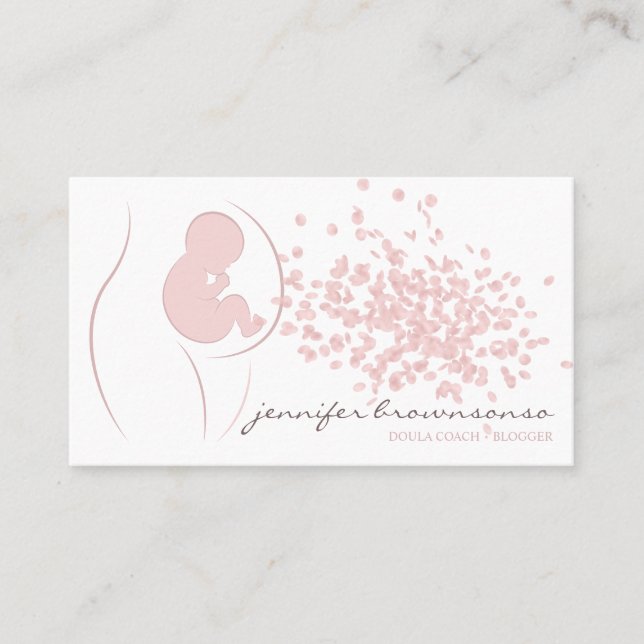 Doula Birth Coach Pregnant Simple Pink Business Card (Front)