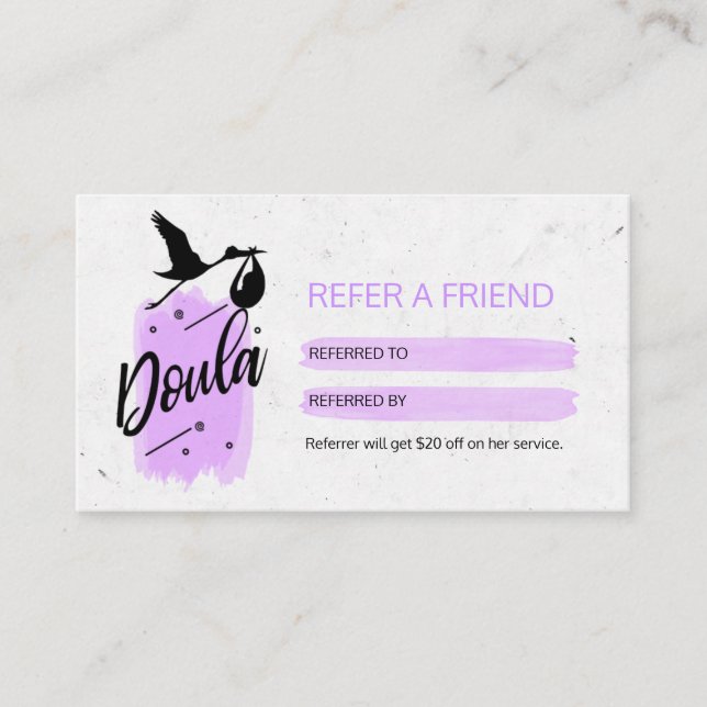 Doula Birth Coach REFER A FRIEND Business Card (Front)