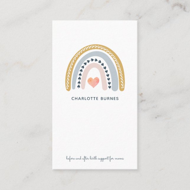 Doula Birth Coach Watercolor Rainbow Business Card (Front)