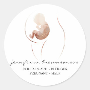 Doula Birth Watercolor Pregnancy Help Baby Newborn Classic Round Sticker