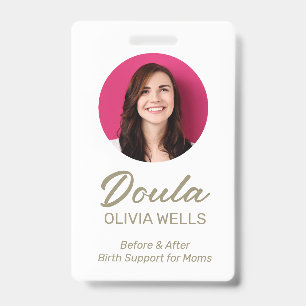 Doula Birthing   Postpartum Coach  Photo ID Badge