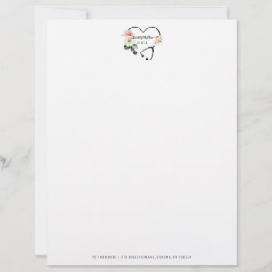 Doula Floral Stethoscope Custom Letterhead