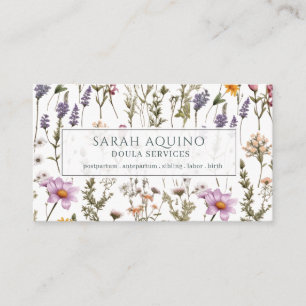 Doula Floral Wildflowers Pattern Business Card