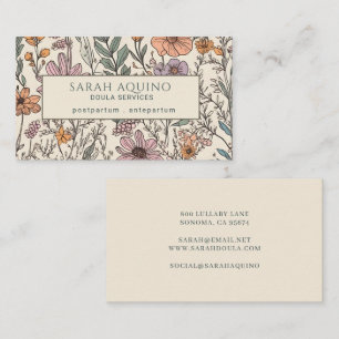 Doula Floral Wildflowers Pattern Business Card