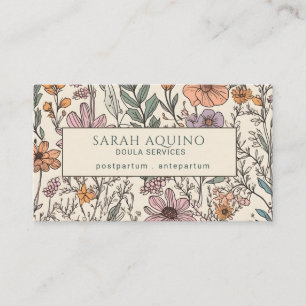 Doula Floral Wildflowers Pattern Business Card