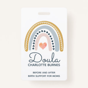 Doula Midwife Birth Coach Watercolor Rainbow ID Badge
