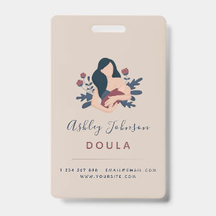 Doula Midwife Birthing Coach Elegant Bohemian Boho ID Badge