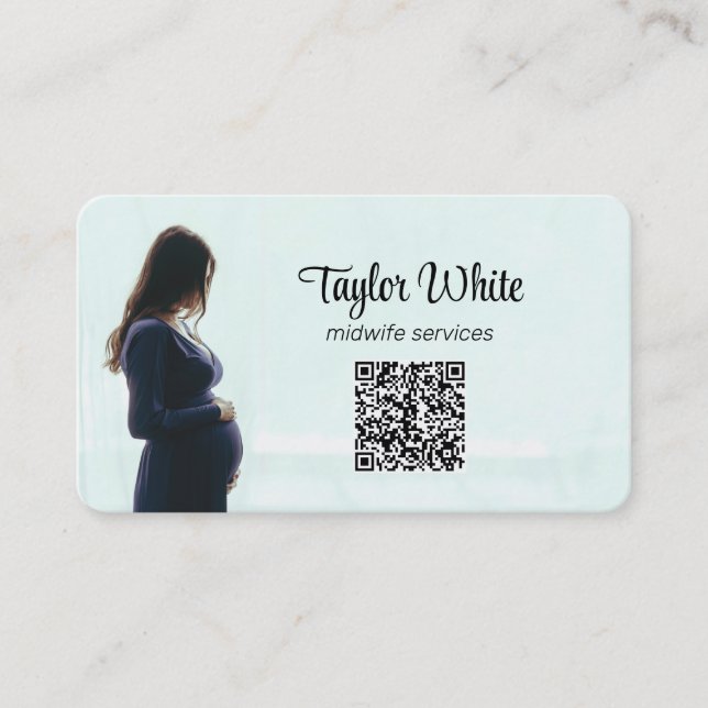 Doula Midwife Pregnancy QR Business Card (Front)
