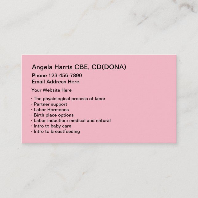 Doula Midwife Services Business Card (Front)
