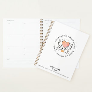 Doula Midwife Whimsical Pink Heart & Wings White Planner