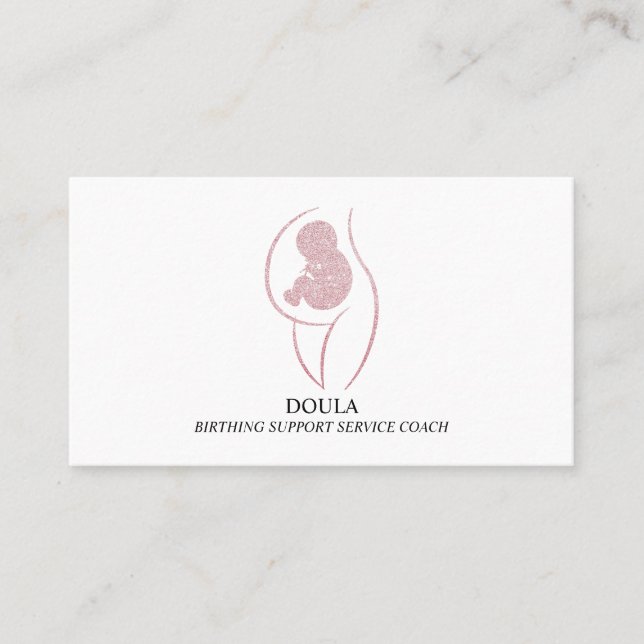 Doula Pregnancy Nurse Midwife Birth Coach Glitter Business Card (Front)
