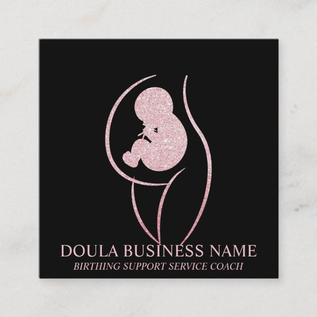 Doula Pregnancy Nurse Mum Birth Coach New Baby Square Business Card (Front)