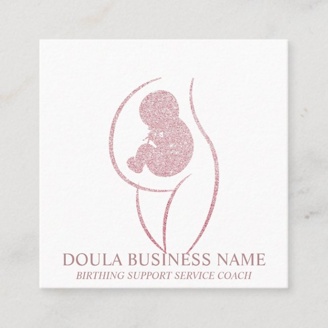 Doula Pregnancy Nurse Newly Mum Birth Coach Baby Square Business Card (Front)