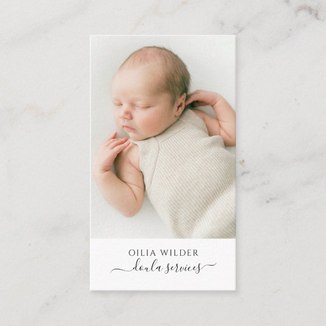 Doula Services Baby Photo  Business Card (Front)
