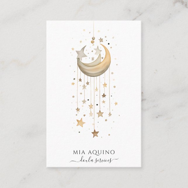 Doula Services Moon And Stars Business Card (Front)