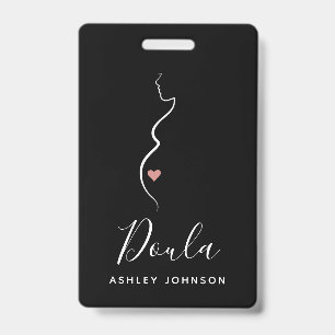 Doula Simple Minimal Clean Black & White Classic  ID Badge