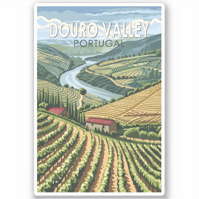 Douro Valley Portugal Travel Art Vintage (Front)