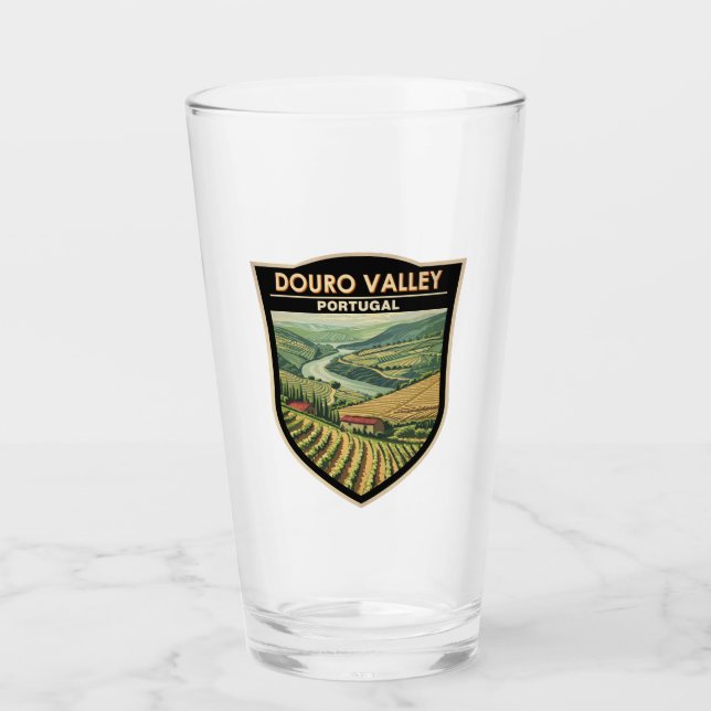Douro Valley Portugal Travel Art Vintage Glass (Front)