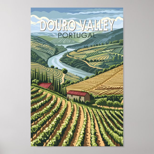 Douro Valley Portugal Travel Art Vintage Poster (Front)