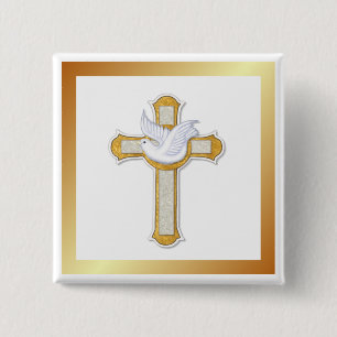 Dove and Cross 15 Cm Square Badge