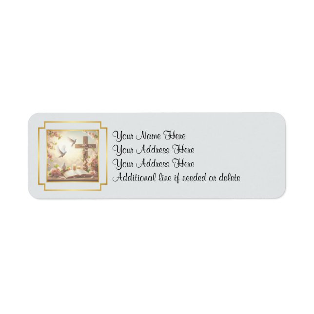 Dove and Cross Customisable Return Address Label (Front)