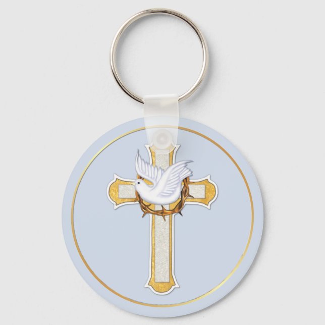 Dove and Cross Key Ring (Front)