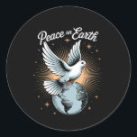 Dove And Globe Faith Christmas Peace On Earth  Classic Round Sticker<br><div class="desc">Dove And Globe Faith Christmas Peace On Earth</div>