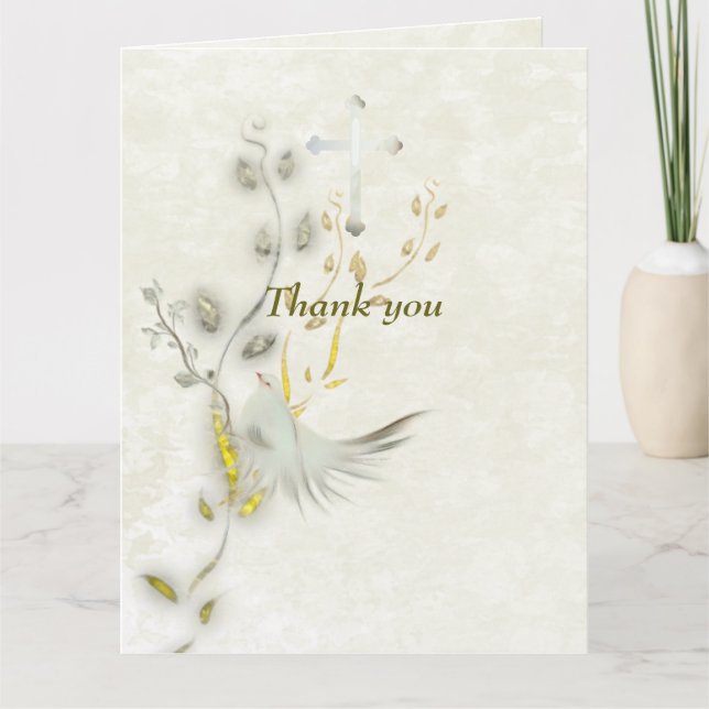 Dove and golden leaves  folded thank you card  (Front)
