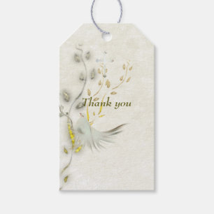 Dove and golden leaves gift tags