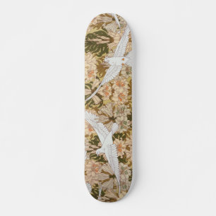 Dove and Lily Floral Print Skateboard
