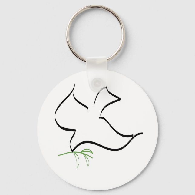 Dove and Olive Branch Image Key Ring (Front)